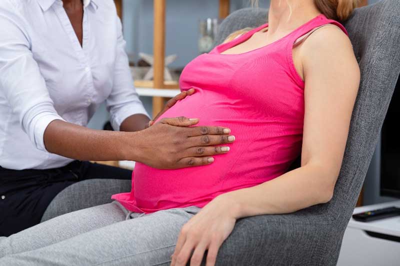 Pregnant woman at a medical appointment