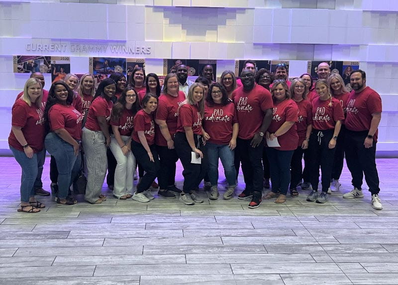 Dr. Foluso Fakorede (front row, right of center) and staff from Cardiovascular Solutions of Central Mississippi at the peripheral artery disease education conference Bridging the PAD Gap: The Role of Advanced Practitioners in the MS Delta, in September 2022 at Grammy Museum Mississippi. (Cardiovascular Solutions of Central MS, P.A.)