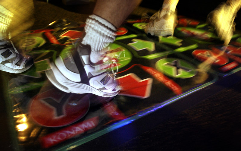 Feet using an exer-game. 