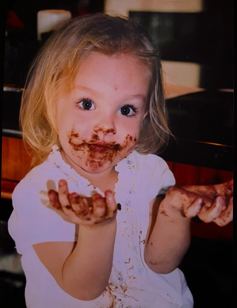 Abbie dismantling a peanut butter and jelly sandwich simply because she could. (Photo courtesy of the Vara family)