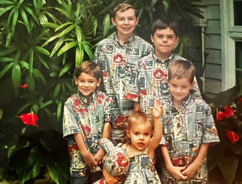 Abbie and her brothers on the last Christmas before her injury. Clockwise from top: Chase, Kyle, RJ and Matt. (Photo courtesy of the Vara family)