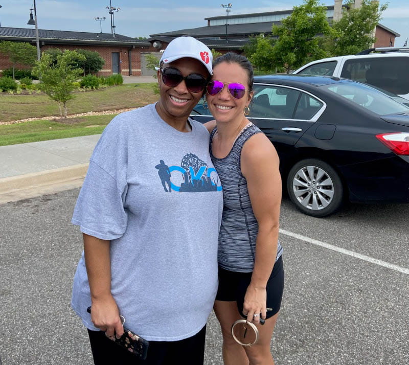 Dawn Berry (left) with her friend, Lindsay Gruntmeir, doing the virtual Oklahoma City Heart Walk in 2021. (Photo courtesy of Dawn Berry)