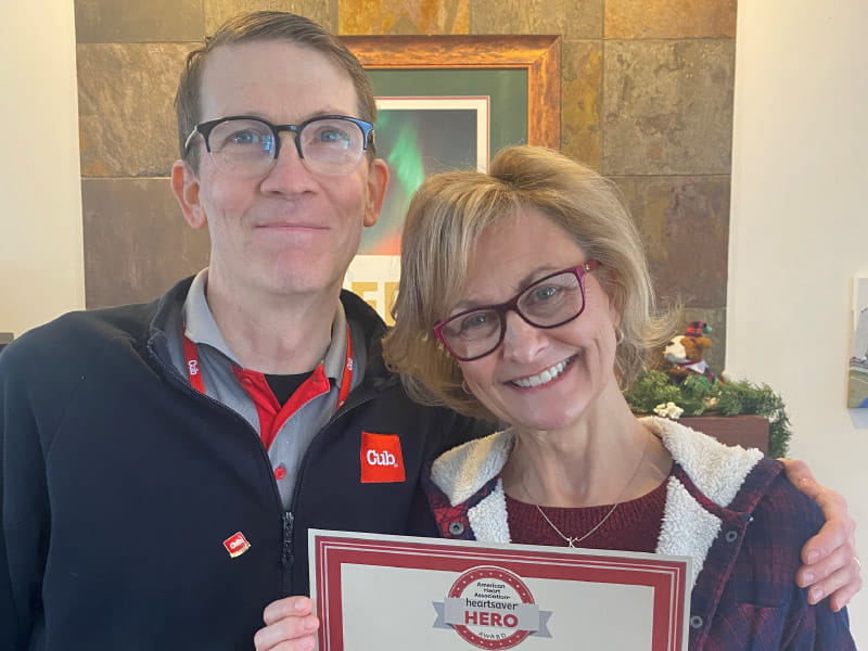 Cardiac arrest survivor Dave Ogle (left) with his wife, Kris Patrow. (Photo courtesy of Dave Ogle)