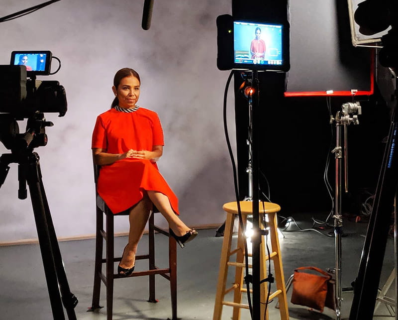 Bertha Hidalgo being interviewed on behalf of the American Heart Association. (Photo courtesy of Bertha Hidalgo)