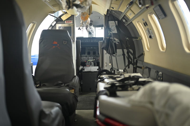A look inside a LifeMed Alaska air ambulance plane. (Photo by Walter Johnson Jr./American Heart Association)