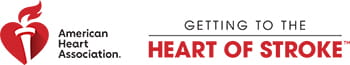Logotipo de la American Heart Association® | Getting to the Heart of Stroke™, composición final