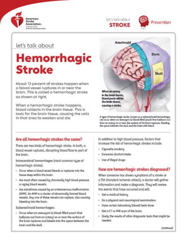 portada del recurso Hablemos sobre el ataque o derrame cerebral: Ataque o derrame cerebral hemorrágico