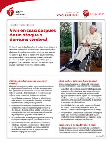 portada del recurso Hablemos sobre el ataque o derrame cerebral: Vivir en casa después de un ataque o derrame cerebral