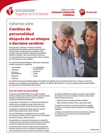 portada del recurso en Hablemos sobre los ataques o derrames cerebrales: Los cambios de personalidad tras un ataque o derrame cerebral