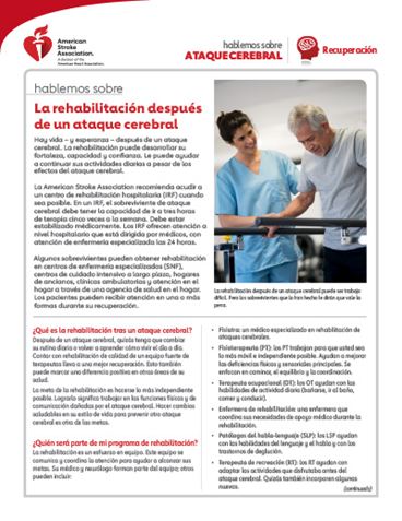 portada del recurso Hablemos sobre los ataques o derrames cerebrales: La rehabilitación tras un ataque o derrame cerebral