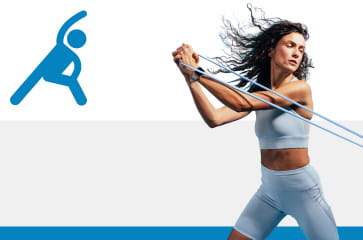 Woman being active by exercising with a resistance band Woman being active by exercising with a resistance band