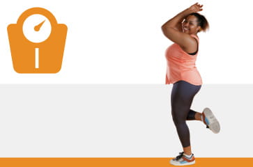 Woman in exercise clothes managing her weight Woman in exercise clothes managing her weight
