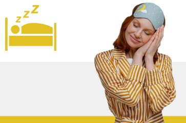 Woman in pajamas and sleep mask ready for healthy sleep