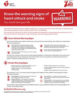 Warning signs in women of heart attack and stroke Warning signs in women of heart attack and stroke