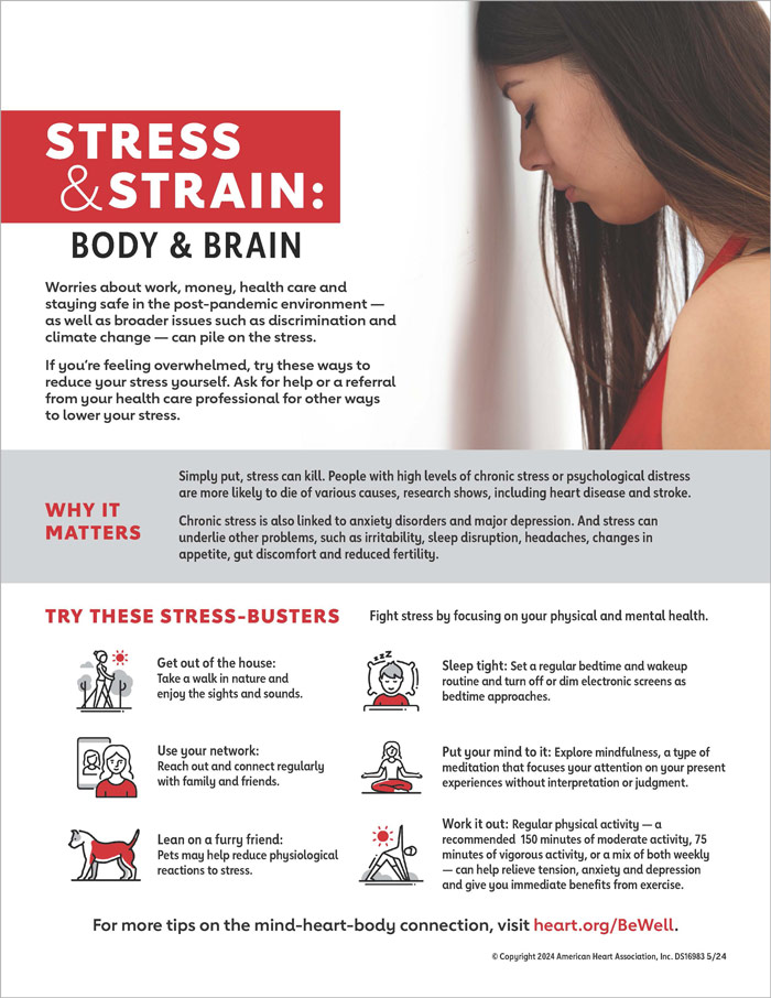 Infografía sobre estrés y esfuerzo, cuerpo y cerebro