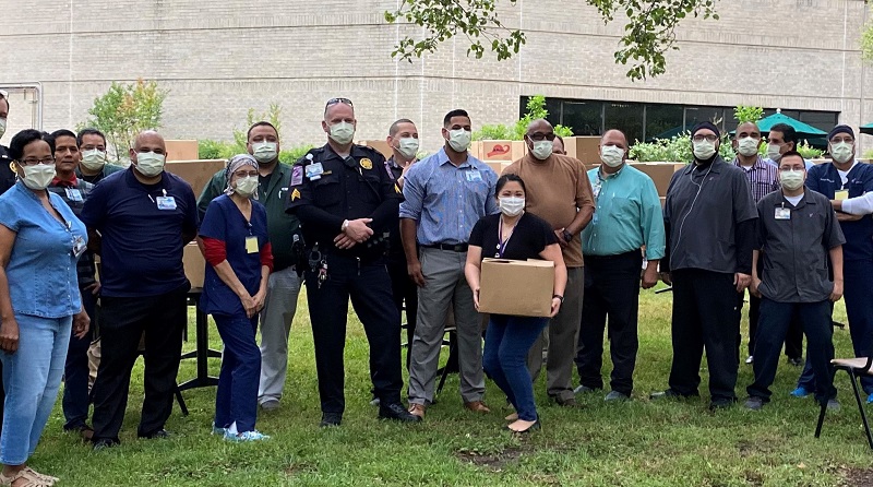 Staff at Christus Santa Rosa Hospital Medical Center accept the April 28 delivery.